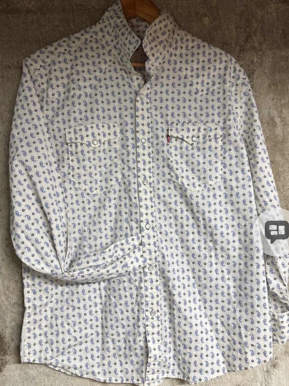 Levi's White Button-Down Shirt with Blue Paisley Print